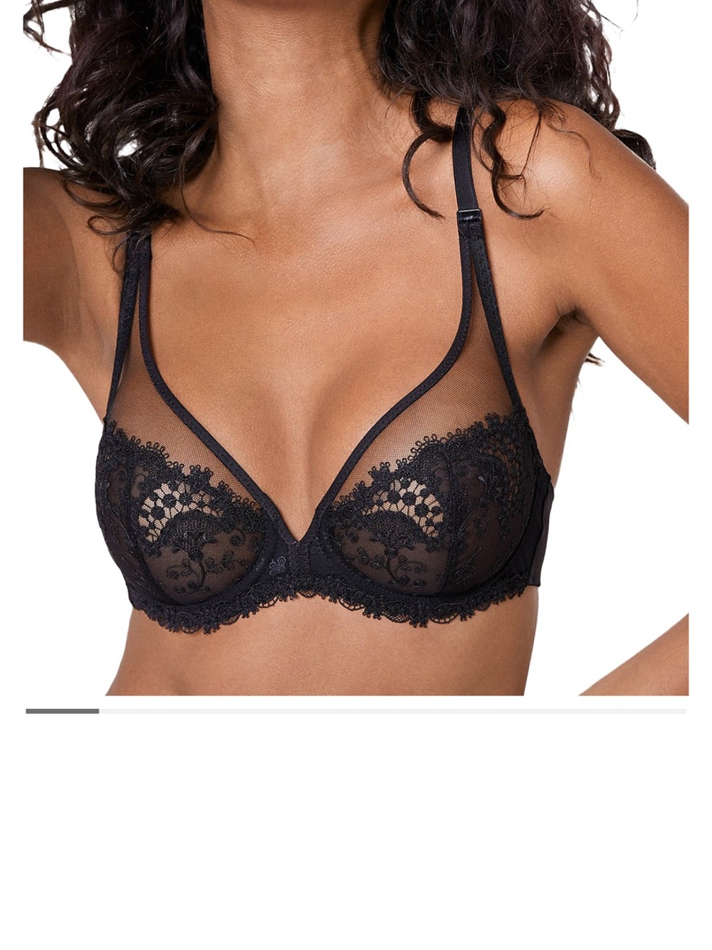 NWT Simone Perele Black Sheer Lace Underwire Plunge Bra